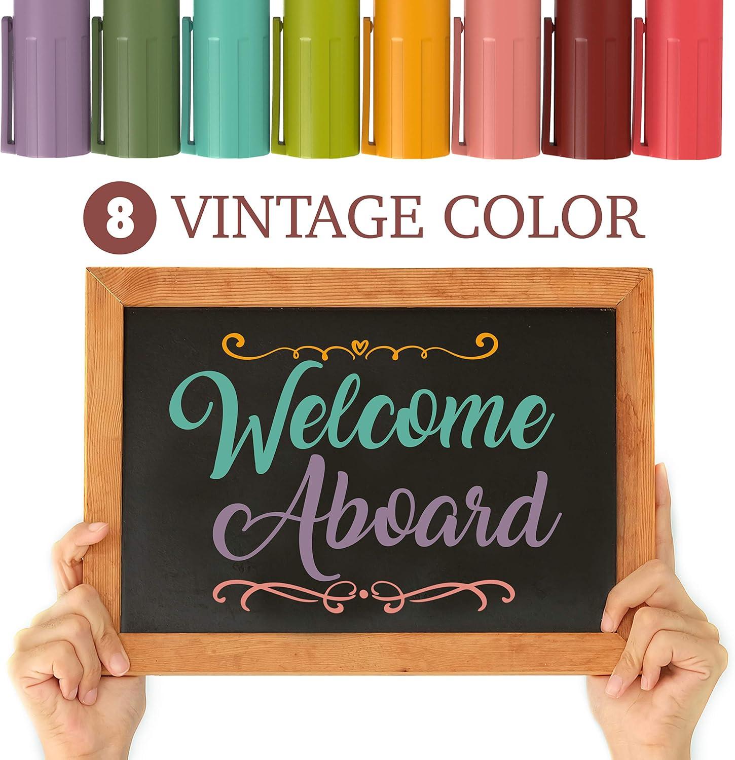 imageCHALKY CROWN Liquid Chalk Markers  Dry Erase Marker Pens  Chalk Markers for Chalkboards Signs Windows Blackboard Glass  Reversible Tip 8 Pack Vintage 6mm