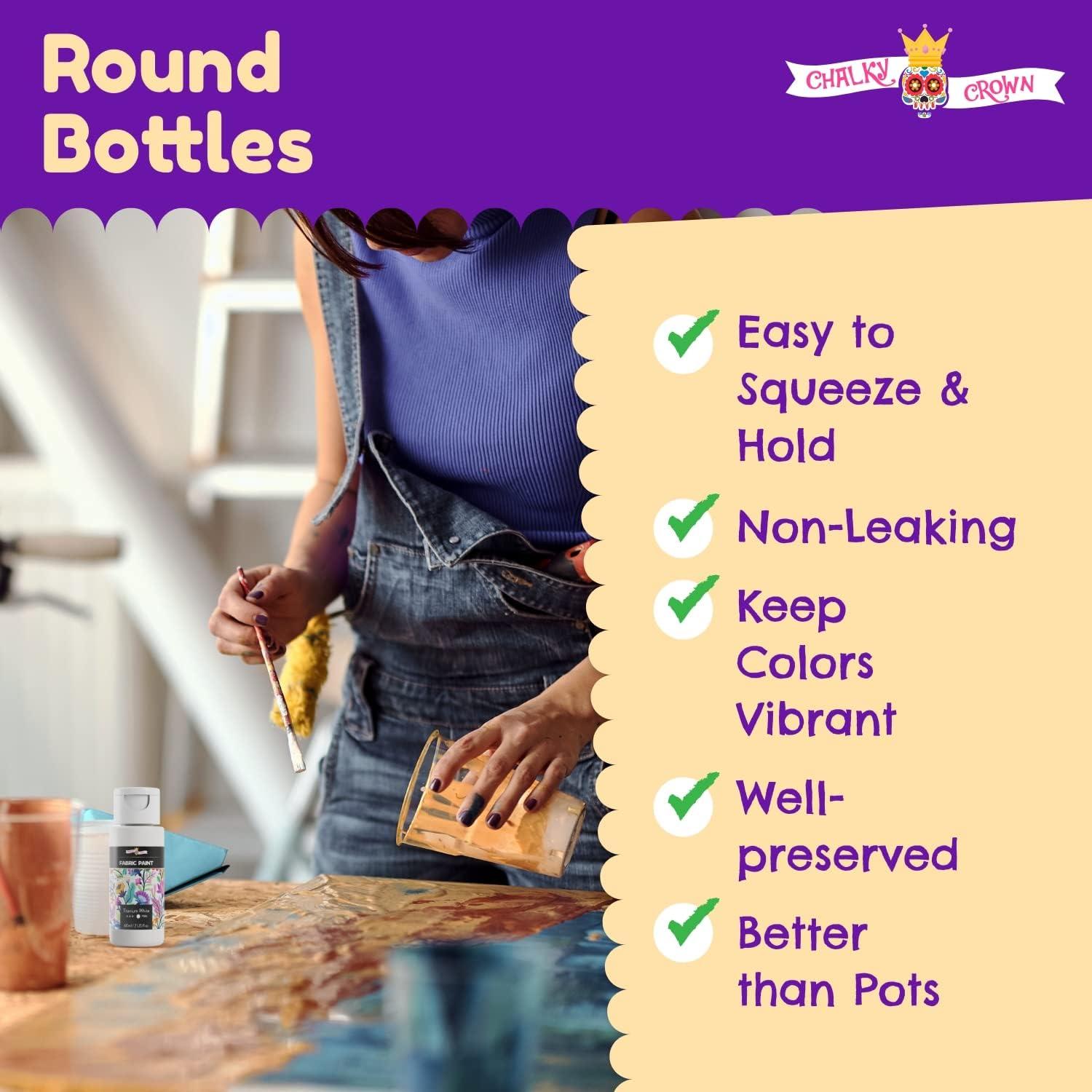 imageCHALKY CROWN Permanent Fabric Paint for Clothes 15 Colors for Canvas Textile Fabric Paint Set  Child Safe Paint for Fabric with 10 Brushes ampamp Storage Box 60ml each