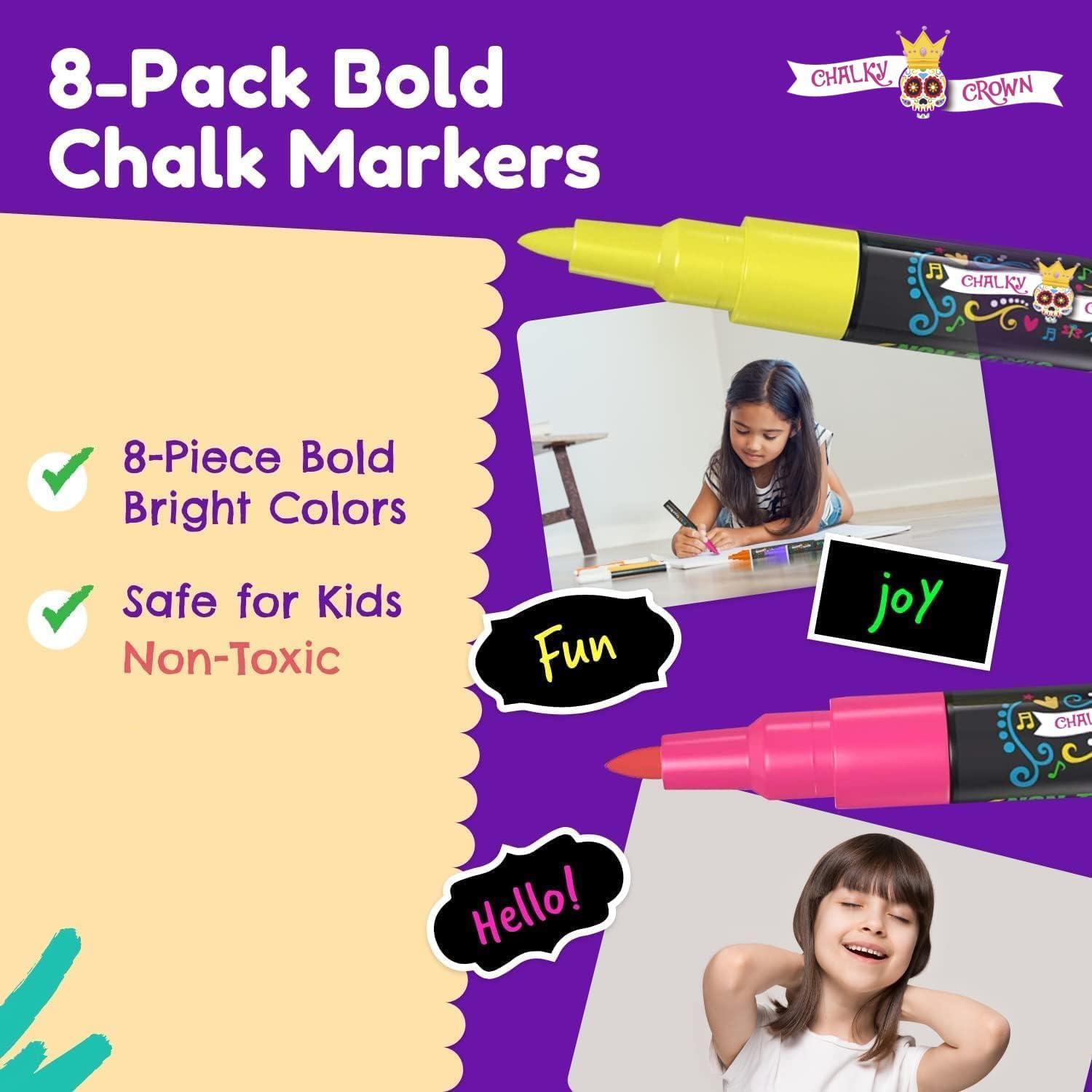imageLiquid Chalk Markers for Blackboards  Bold Color Dry Erase Marker  Chalk Markers for Chalkboard Signs Windows Blackboard Glass  6mm Reversible Tip 8 Pack  24 Chalkboard Labels Included1mm  8 Pack