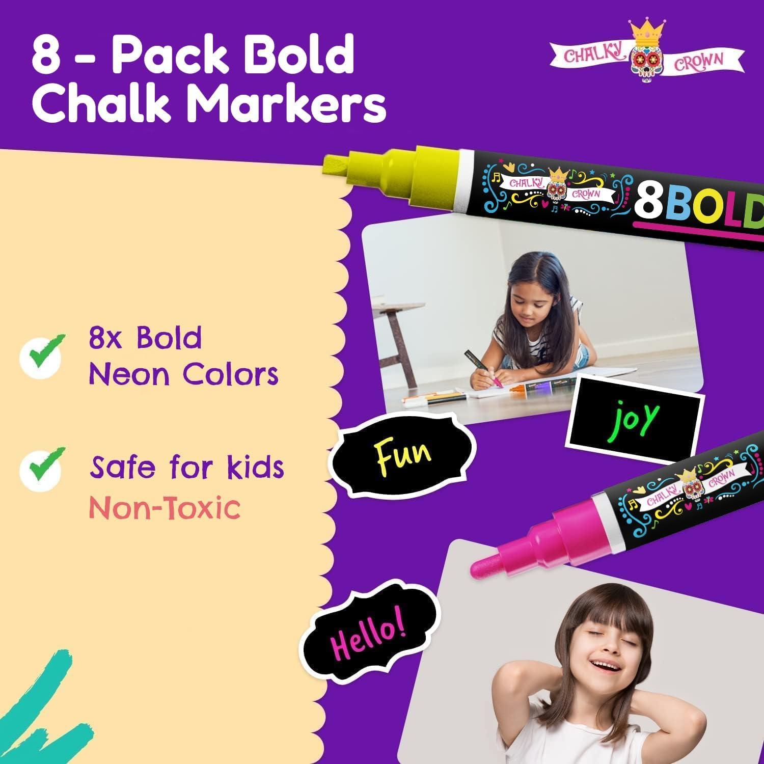 imageLiquid Chalk Markers for Blackboards  Bold Color Dry Erase Marker  Chalk Markers for Chalkboard Signs Windows Blackboard Glass  6mm Reversible Tip 8 Pack  24 Chalkboard Labels Included6mm  8 Pack