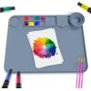 imageCHALKY CROWN  Silicone Art Mat with Cup for Crafts  Silicone Painting Mat  Thick Large Artist Mat with Cup ampamp Raised Edge for Painting 177quotx137quot  BlueBlue