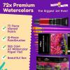 imageCHALKY CROWN 82 Piece Watercolor Paint Set for Kids  72 Watercolor Tubes Paper Pad 10 Brushes  Kids Watercolor Paint Kit