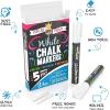 imageCHALKY CROWN Liquid Chalk Marker Pen  White Drawing Chalk  Chalkboard Markers for Chalkboard Signs Windows Blackboard Glass  6mm Reversible Tip 5 PackWhite