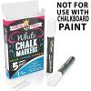 imageCHALKY CROWN Liquid Chalk Marker Pen  White Drawing Chalk  Chalkboard Markers for Chalkboard Signs Windows Blackboard Glass  6mm Reversible Tip 5 PackWhite