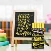 imageCHALKY CROWN Liquid Chalk Marker Pen  White Drawing Chalk  Chalkboard Markers for Chalkboard Signs Windows Blackboard Glass  6mm Reversible Tip 5 PackYellow
