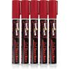 imageCHALKY CROWN Liquid Chalk Marker Pen  White Drawing Chalk  Chalkboard Markers for Chalkboard Signs Windows Blackboard Glass  6mm Reversible Tip 5 PackRed