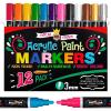 imageCHALKY CROWN  3mm Acrylic Paint Markers Acrylic Paint Pens for Rock Painting Stone Ceramic Glass Wood  12 Pack3mm  12 Pack