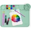 imageCHALKY CROWN  Silicone Art Mat with Cup for Crafts  Silicone Painting Mat  Thick Large Artist Mat with Cup ampamp Raised Edge for Painting 177quotx137quot  BlueGreen