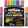 imageCHALKY CROWN Metallic Liquid Chalk Markers  8 Pack with Reversible Bullet and Chisel Tips  Dust Free Erasable NonToxic  Ideal for Blackboards Windows and Glass  Writing Tools1 Count Pack of 1