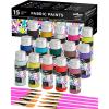 imageCHALKY CROWN Permanent Fabric Paint for Clothes 15 Colors for Canvas Textile Fabric Paint Set  Child Safe Paint for Fabric with 10 Brushes ampamp Storage Box 60ml each