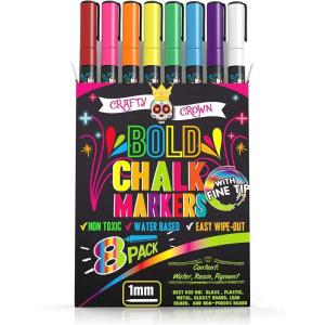 imageLiquid Chalk Markers for Blackboards  Bold Color Dry Erase Marker  Chalk Markers for Chalkboard Signs Windows Blackboard Glass  6mm Reversible Tip 8 Pack  24 Chalkboard Labels Included1mm  8 Pack