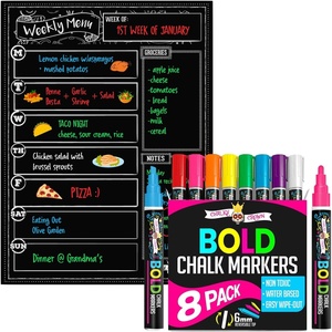 image:imageCHALKY CROWN Magnetic Dry Erase Menu Board for Fridge Weekly Meal Planner Blackboard amp Bold Liquid Chalk Markers 8 Pack  Dry Erase Marker Pens for Chalkboards Signs Windows Glass Mirrors amp more